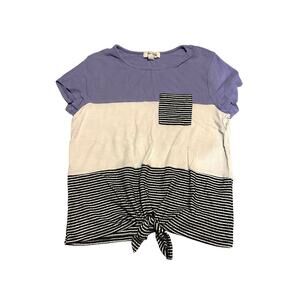 Speechless Kids Colorblock Stripe Tie Front Top Girls Size L Large